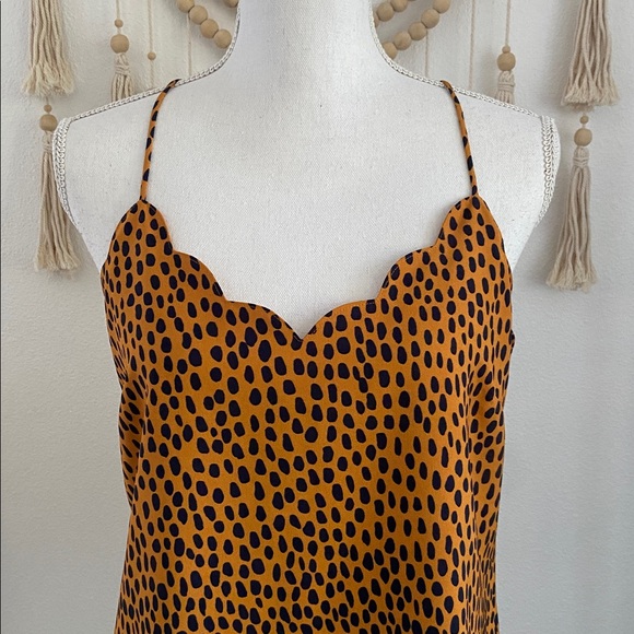 J. Crew leopard print cami tank top scalloped cami golden yellow contemporary 4 - Picture 3 of 16